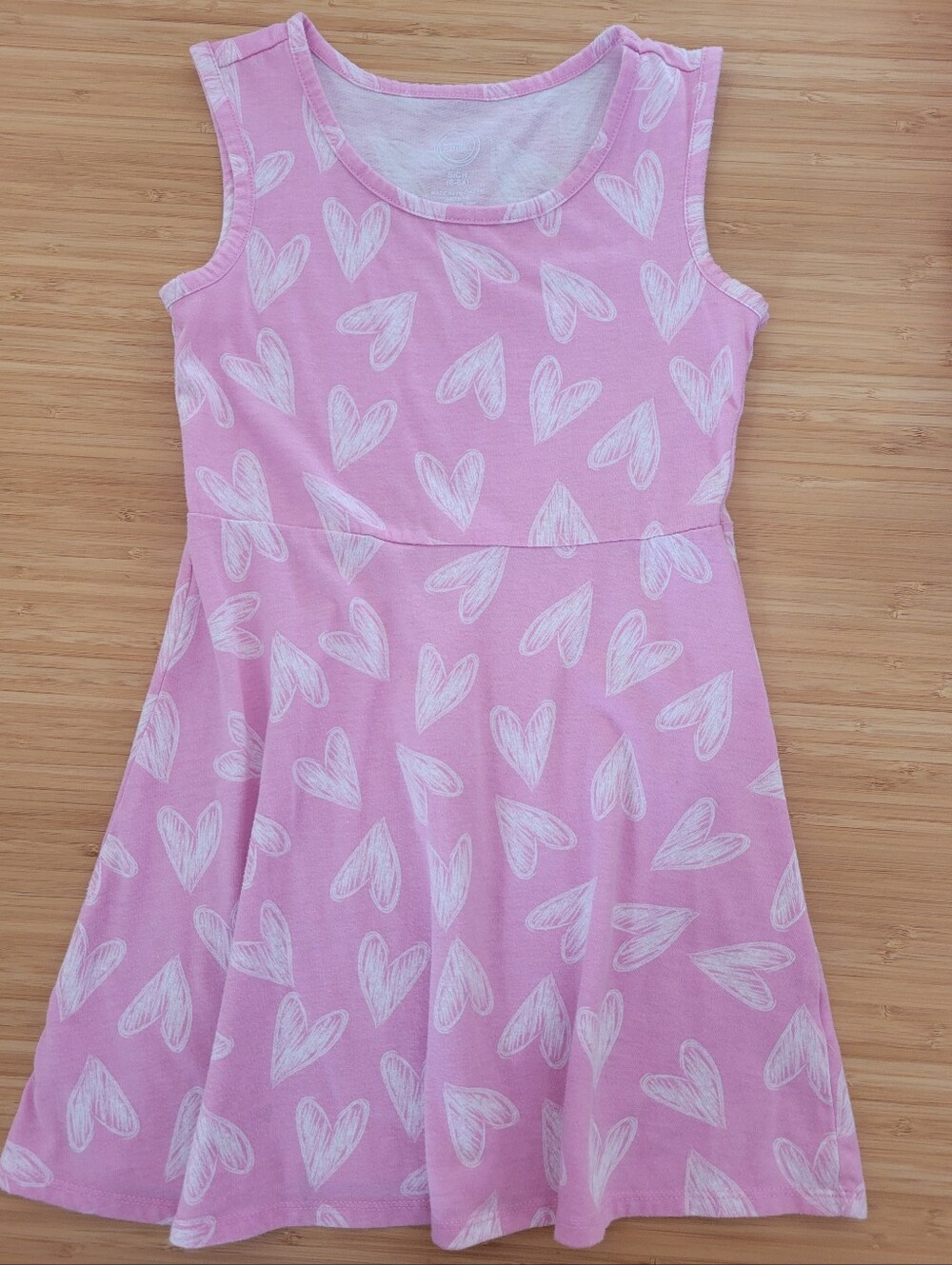 Girls 6X Year- Pink Heart Print Tank Dress